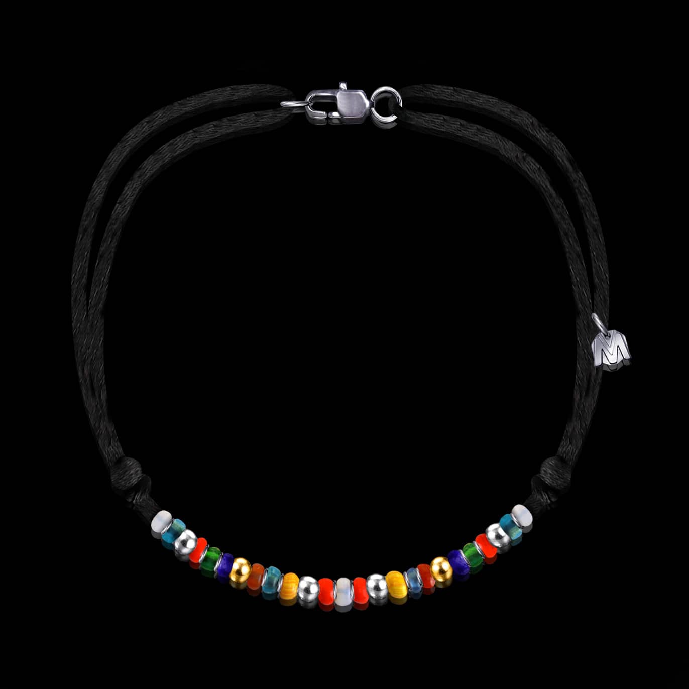 Collier perle Arlequin Murano cordon